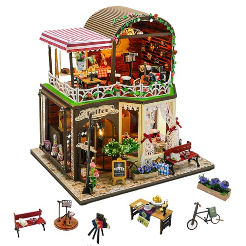 Raya's Time DIY Miniatur Kaffeehaus-Set | 2-stöckiges Café im französischen Stil | entspannendes Bastelgeschenk für Erwachsene (Raya's Time A) von KingStora
