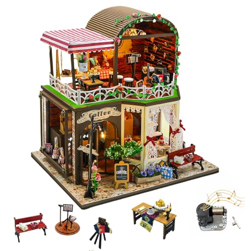 Raya's Time DIY Miniatur Kaffeehaus-Set | 2-stöckiges Café im französischen Stil | entspannendes Bastelgeschenk für Erwachsene (Raya's Time B) von KingStora