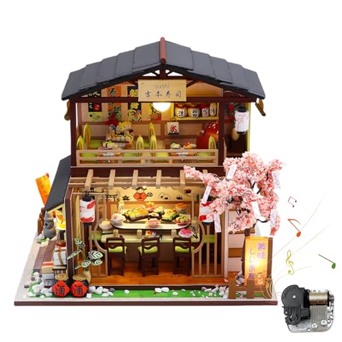 Yoshimoto Sushi Shop DIY Assembly House - Japanische Küche Miniaturmodellbausatz für Erwachsene (B) von KingStora