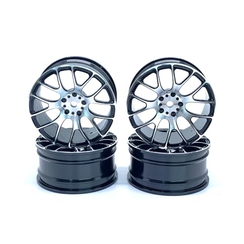 KingVal Ersatz-Felge aus Aluminium, 12 mm, Sechskant-Nabe, Offset, 3 mm, kompatibel mit 1/10 RC Car (schwarz), 4 Stück von KingVal