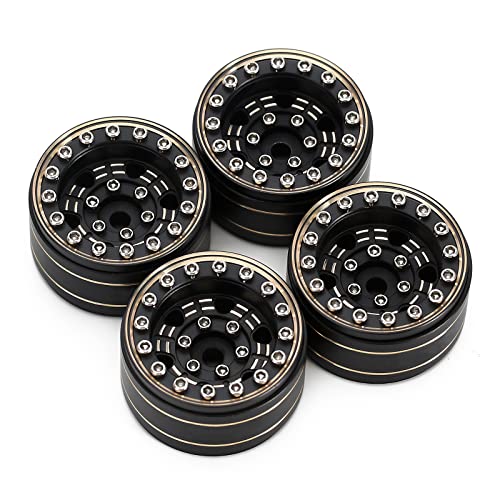 KingVal Ersatzfelgen aus Messing, 2,5 cm (1 Zoll), Reifenfelge, Offset, 3,15 mm, Radnabe, 7 mm, kompatibel mit Axial SCX24 RC Crawler Auto, 4 Stück von KingVal