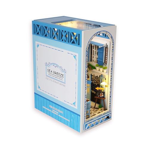 DIY Book Nook Kit Mit LED Lampe, 3D Holz Puzzle Miniatur Haus Modellbausatz, Bücherregal Deko, Haus Modell, Geschenk Zum Geburtstag, B von Kingbar