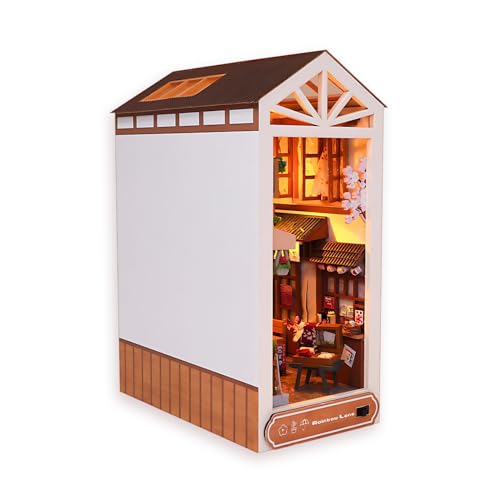 DIY Book Nook Kit Mit LED Lampe, 3D Holz Puzzle Miniatur Haus Modellbausatz, Bücherregal Deko, Haus Modell, Geschenk Zum Geburtstag, C von Kingbar