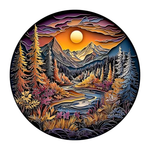 Holzpuzzle Erwachsene, 3D Visuelle Sonnenuntergang Wald Landschaft Holzpuzzle, Einzigartige Tierform Puzzleteile, Geburtstagsgeschenk, 300 Teile, 34.5x34.5cm Holzpuzzle Erwachsene, 3D Visuelle Sonnenuntergang Wald Landschaft Holzpuzzle, Einzigartige Tierform Puzzleteile, Geburtstagsgeschenk, 300 Teile, 34.5x34.5cm von Kingbar