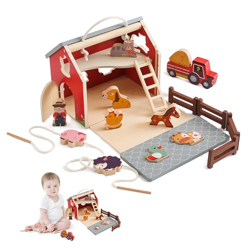 Kingbar Bauernhof Steckhaus Holz Spielzeug, Montessori Sensorisches Spielzeug Mit Scheun, 8 Holztiere Sortier Stapel, Pretend Playset, Motorikspielzeug Sortierspiel Kingbar Bauernhof Steckhaus Holz Spielzeug, Montessori Sensorisches Spielzeug Mit Scheun, 8 Holztiere Sortier Stapel, Pretend Playset, Motorikspielzeug Sortierspiel von Kingbar