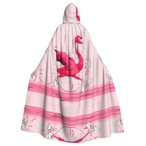 Flamingos Run Halloween Kapuzenumhang für Männer und Frauen: leichter Polyester-Umhang mit Kapuze – perfekt für Cosplay, Halloween & Kostümpartys von Kingww