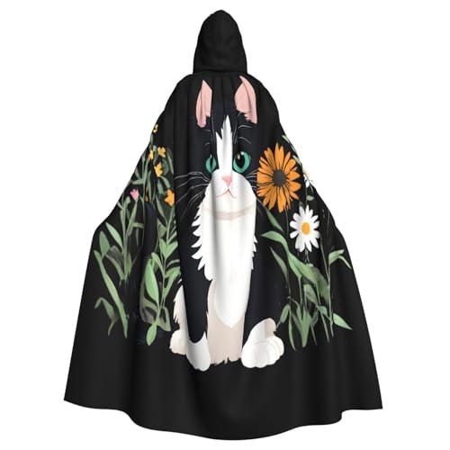 Halloween-Kapuzenumhang mit Kätzchen und Wildblumen, für Männer und Frauen: leichter Polyester-Umhang mit Kapuze, perfekt für Cosplay, Halloween und Kostümpartys Halloween-Kapuzenumhang mit Kätzchen und Wildblumen, für Männer und Frauen: leichter Polyester-Umhang mit Kapuze, perfekt für Cosplay, Halloween und Kostümpartys von Kingww