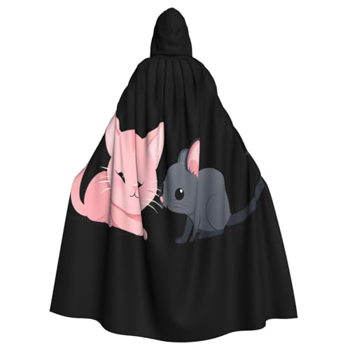 Halloween-Kapuzenumhang mit rosa Katze und kleiner Maus für Damen und Herren: leichter Polyester-Umhang mit Kapuze – perfekt für Cosplay, Halloween und Kostümpartys Halloween-Kapuzenumhang mit rosa Katze und kleiner Maus für Damen und Herren: leichter Polyester-Umhang mit Kapuze – perfekt für Cosplay, Halloween und Kostümpartys von Kingww