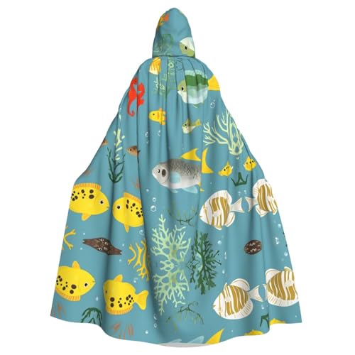 Kingww Cartoon Sea Halloween Kapuzenumhang für Männer und Frauen: leichter Polyester-Umhang mit Kapuze – perfekt für Cosplay, Halloween & Kostümpartys von Kingww