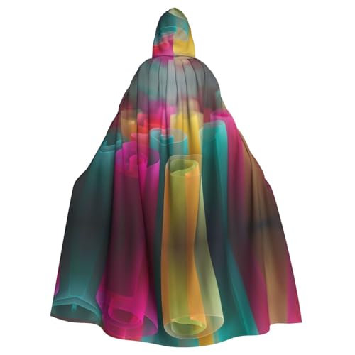 Kingww Farbige Papierrollen Halloween-Kapuzenumhang für Männer und Frauen: leichter Polyester-Umhang mit Kapuze – perfekt für Cosplay, Halloween und Kostümpartys von Kingww