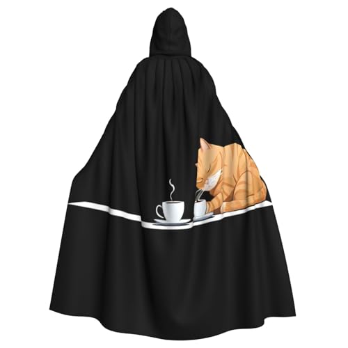 Kingww Faule Katze, der Kaffee trinkt, Halloween-Kapuzenumhang für Männer und Frauen: leichter Polyester-Umhang mit Kapuze, perfekt für Cosplay, Halloween und Kostümpartys Kingww Faule Katze, der Kaffee trinkt, Halloween-Kapuzenumhang für Männer und Frauen: leichter Polyester-Umhang mit Kapuze, perfekt für Cosplay, Halloween und Kostümpartys von Kingww