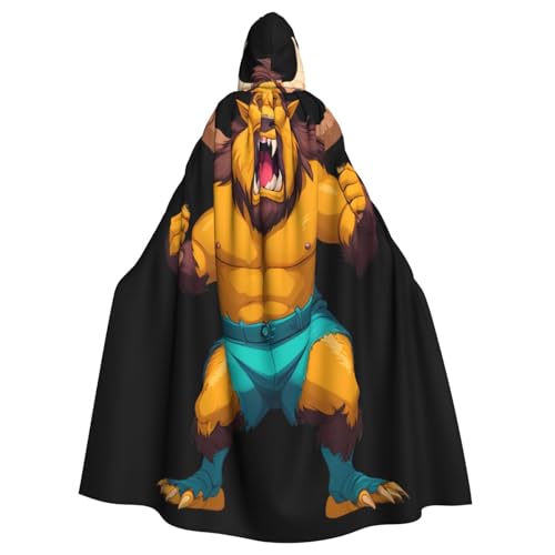 Kingww Fierce Beast Halloween-Kapuzenumhang für Männer und Frauen: leichter Polyester-Umhang mit Kapuze, perfekt für Cosplay, Halloween und Kostümpartys von Kingww