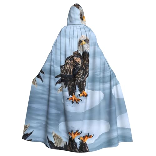 Kingww Halloween-Kapuzenumhang mit Adler auf dem Eis: leichter Polyester-Umhang mit Kapuze – perfekt für Cosplay, Halloween und Kostümpartys von Kingww