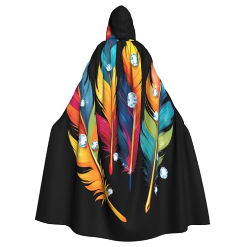Kingww Halloween-Kapuzenumhang mit Diamanten in bunten Federn für Damen und Herren: leichter Polyester-Umhang mit Kapuze – perfekt für Cosplay, Halloween und Kostümpartys Kingww Halloween-Kapuzenumhang mit Diamanten in bunten Federn für Damen und Herren: leichter Polyester-Umhang mit Kapuze – perfekt für Cosplay, Halloween und Kostümpartys von Kingww