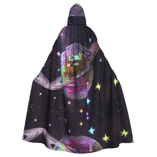 Kingww Halloween-Kapuzenumhang mit Discokugel für Damen und Herren: leichter Polyester-Umhang mit Kapuze, perfekt für Cosplay, Halloween und Kostümpartys von Kingww