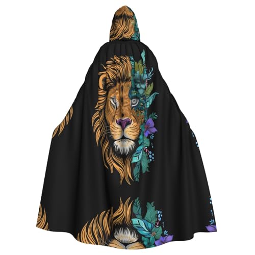 Kingww Halloween-Kapuzenumhang mit Löwengesicht für Damen und Herren: leichter Polyester-Umhang mit Kapuze, perfekt für Cosplay, Halloween und Kostümpartys von Kingww