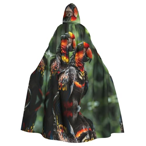 Kingww Halloween-Kapuzenumhang mit Papageienmotiv für Damen und Herren: leichter Polyester-Umhang mit Kapuze, perfekt für Cosplay, Halloween und Kostümpartys von Kingww