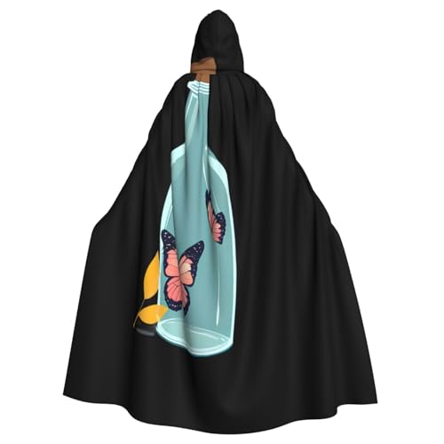Kingww Halloween Kapuzenumhang mit Schmetterling in Glasflasche für Männer und Frauen: leichter Polyester-Umhang mit Kapuze – perfekt für Cosplay, Halloween & Kostümpartys Kingww Halloween Kapuzenumhang mit Schmetterling in Glasflasche für Männer und Frauen: leichter Polyester-Umhang mit Kapuze – perfekt für Cosplay, Halloween & Kostümpartys von Kingww