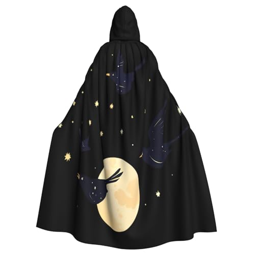 Kingww Halloween-Kapuzenumhang mit Vögeln im Sternenhimmel, für Damen und Herren, leichter Polyester-Umhang mit Kapuze, perfekt für Cosplay, Halloween und Kostümpartys Kingww Halloween-Kapuzenumhang mit Vögeln im Sternenhimmel, für Damen und Herren, leichter Polyester-Umhang mit Kapuze, perfekt für Cosplay, Halloween und Kostümpartys von Kingww