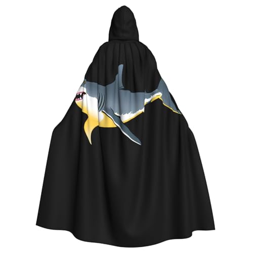 Kingww Halloween-Umhang mit Kapuze und Hai-Aufdruck für Damen und Herren: leichter Polyester-Umhang mit Kapuze, perfekt für Cosplay, Halloween und Kostümpartys Kingww Halloween-Umhang mit Kapuze und Hai-Aufdruck für Damen und Herren: leichter Polyester-Umhang mit Kapuze, perfekt für Cosplay, Halloween und Kostümpartys von Kingww
