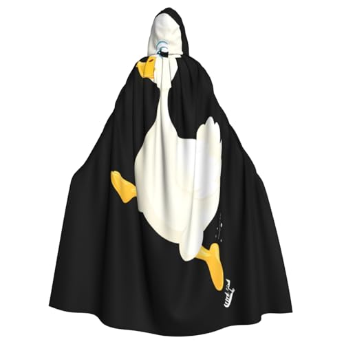 Kingww Little White Duck Jumping Halloween Kapuzenumhang für Männer und Frauen: leichter Polyester-Umhang mit Kapuze – perfekt für Cosplay, Halloween und Kostümpartys von Kingww