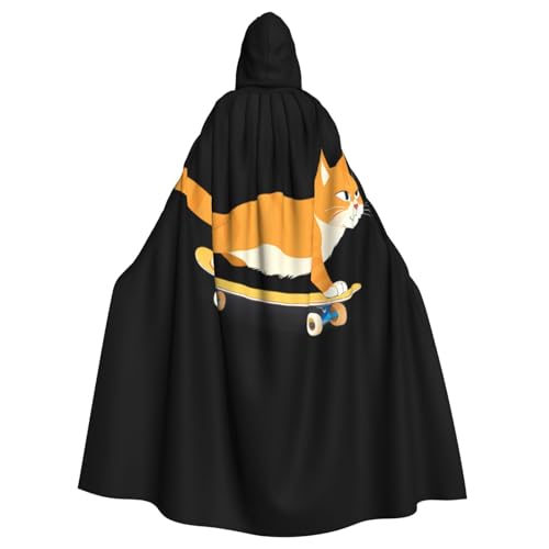 Kingww Oranger Umhang mit Kapuze und Katze auf Skateboard, für Damen und Herren, leichter Polyester-Umhang mit Kapuze, perfekt für Cosplay, Halloween und Kostümpartys Kingww Oranger Umhang mit Kapuze und Katze auf Skateboard, für Damen und Herren, leichter Polyester-Umhang mit Kapuze, perfekt für Cosplay, Halloween und Kostümpartys von Kingww