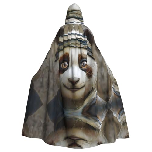 Kingww Pandamen Halloween Kapuzenumhang für Damen und Herren - Leichter Polyester-Umhang mit Kapuze - Perfekt für Cosplay, Halloween & Kostümpartys von Kingww