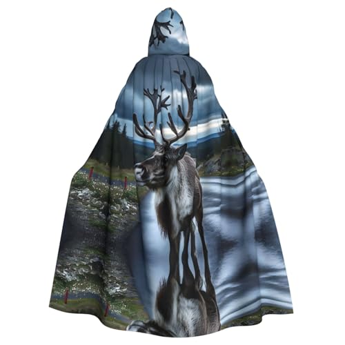 Kingww Rentier-Halloween-Kapuzenumhang für Männer und Frauen: leichter Polyester-Umhang mit Kapuze – perfekt für Cosplay, Halloween und Kostümpartys von Kingww