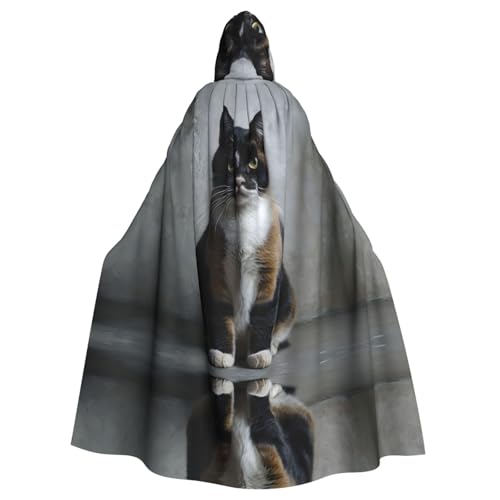 Kingww Schwarzer und weißer Katzen-Halloween-Umhang mit Kapuze für Männer und Frauen: leichter Polyester-Umhang mit Kapuze – perfekt für Cosplay, Halloween und Kostümpartys Kingww Schwarzer und weißer Katzen-Halloween-Umhang mit Kapuze für Männer und Frauen: leichter Polyester-Umhang mit Kapuze – perfekt für Cosplay, Halloween und Kostümpartys von Kingww