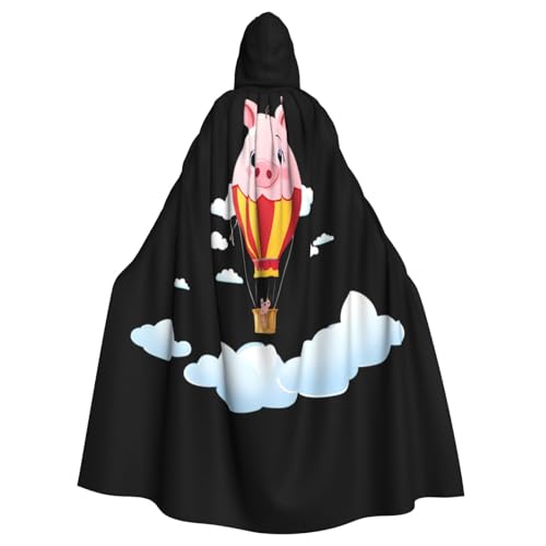 Kingww Schwein auf Heißluftballon, Halloween-Kapuzenumhang für Männer und Frauen: leichter Polyester-Umhang mit Kapuze, perfekt für Cosplay, Halloween und Kostümpartys Kingww Schwein auf Heißluftballon, Halloween-Kapuzenumhang für Männer und Frauen: leichter Polyester-Umhang mit Kapuze, perfekt für Cosplay, Halloween und Kostümpartys von Kingww