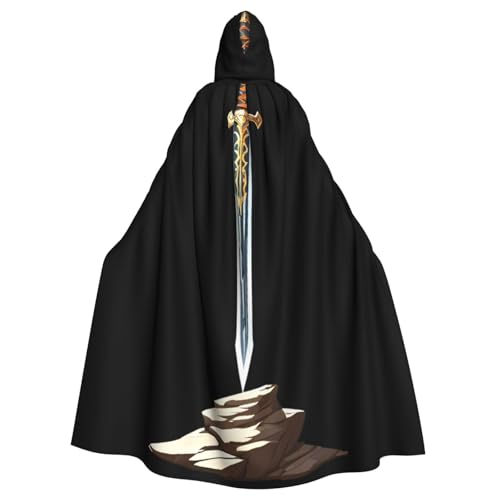 Kingww Sword On The Rock Halloween-Kapuzenumhang für Damen und Herren: leichter Polyester-Umhang mit Kapuze, perfekt für Cosplay, Halloween und Kostümpartys Kingww Sword On The Rock Halloween-Kapuzenumhang für Damen und Herren: leichter Polyester-Umhang mit Kapuze, perfekt für Cosplay, Halloween und Kostümpartys von Kingww