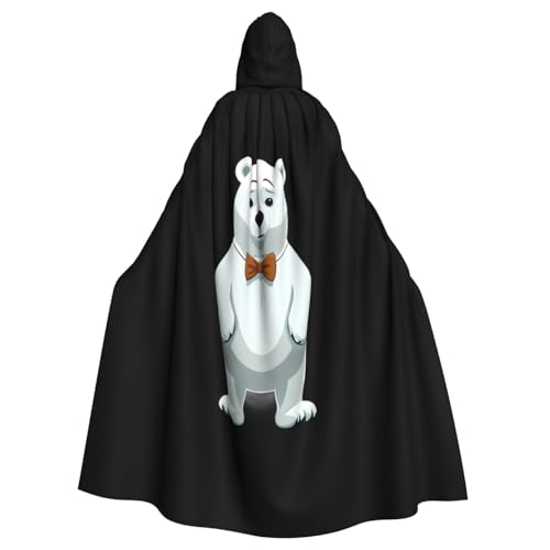 Kingww Zögernder weißer Bär, Halloween-Umhang mit Kapuze für Männer und Frauen: leichter Polyester-Umhang mit Kapuze, perfekt für Cosplay, Halloween und Kostümpartys von Kingww
