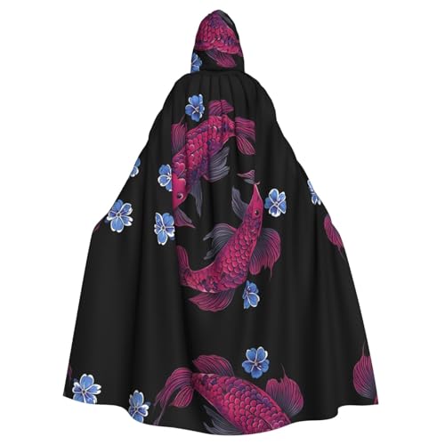 Koi und Blumen Halloween Kapuzenumhang für Männer und Frauen: leichter Polyester-Umhang mit Kapuze – perfekt für Cosplay, Halloween & Kostümpartys Koi und Blumen Halloween Kapuzenumhang für Männer und Frauen: leichter Polyester-Umhang mit Kapuze – perfekt für Cosplay, Halloween & Kostümpartys von Kingww