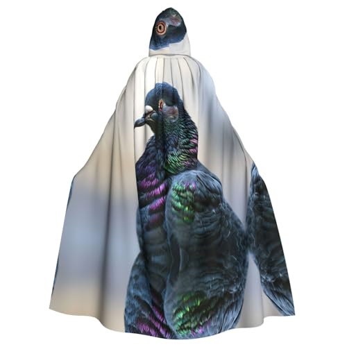 Regenbogen, Taubenkopf, Halloween-Kapuzenumhang für Männer und Frauen: leichter Polyester-Umhang mit Kapuze, perfekt für Cosplay, Halloween und Kostümpartys von Kingww