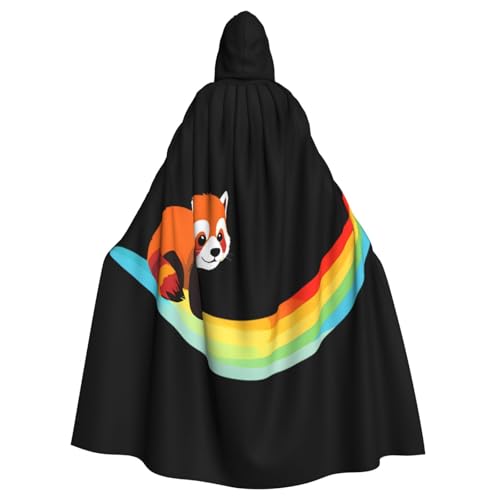 Roter Panda auf dem Regenbogen Halloween Kapuzenumhang für Männer und Frauen: leichter Polyester-Umhang mit Kapuze – perfekt für Cosplay, Halloween & Kostümpartys Roter Panda auf dem Regenbogen Halloween Kapuzenumhang für Männer und Frauen: leichter Polyester-Umhang mit Kapuze – perfekt für Cosplay, Halloween & Kostümpartys von Kingww