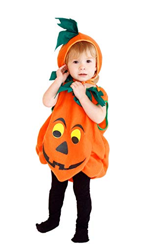 Kiniris Kürbis Kostüme Halloween Baby Mädchen Jungen Kostüme Kinder Kürbis Halloween Karneval Fasching Kostüme Cosplay Bekleidung (Orange, 4-6 Jahre) von Kiniris