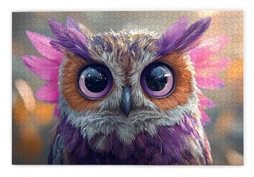 Puzzle 1000 Teile, Eule Puzzle 1000 Teile Erwachsene, Holzpuzzle Erwachsene, EIN Herausforderndes Rätsel, Puzzlespiele für Die Ganze Familie, Holzpuzzle für Zimmer Deko Wohnzimmer, Geschenke, M-78 von Kinntn