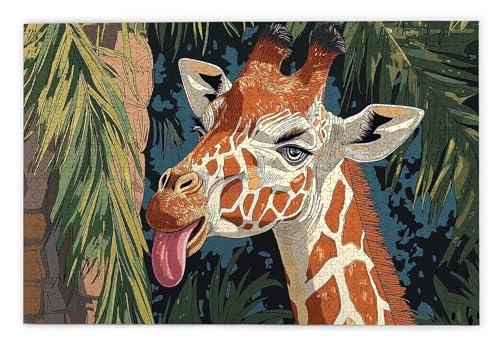 Puzzle 1000 Teile, Giraffe Puzzle 1000 Teile Erwachsene, Holzpuzzle Erwachsene, EIN Herausforderndes Rätsel, Puzzlespiele für Die Ganze Familie, Holzpuzzle für Zimmer Deko Wohnzimmer, Geschenke, D-90 von Kinntn