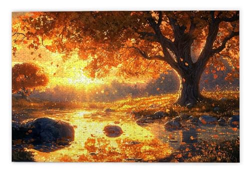 Puzzle 1000 Teile, Herbst Puzzle 1000 Teile Erwachsene, Holzpuzzle Erwachsene, EIN Herausforderndes Rätsel, Puzzlespiele für Die Ganze Familie, Holzpuzzle für Zimmer Deko Wohnzimmer, Geschenke, W-70 von Kinntn