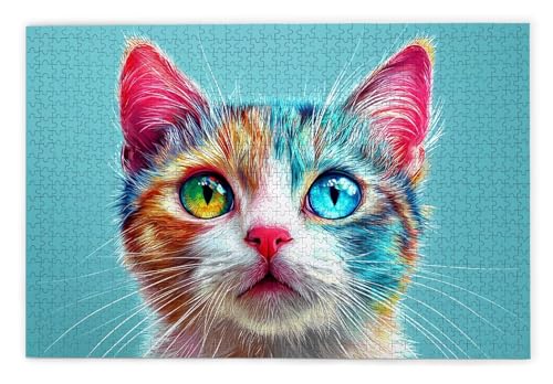 Puzzle 1000 Teile, Katze Puzzle 1000 Teile Erwachsene, Holzpuzzle Erwachsene, EIN Herausforderndes Rätsel, Puzzlespiele für Die Ganze Familie, Holzpuzzle für Zimmer Deko Wohnzimmer, Geschenke, K-34 von Kinntn