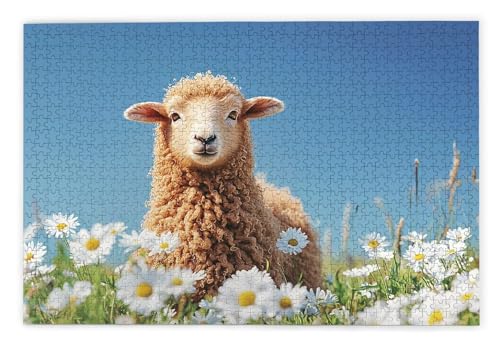 Puzzle 1000 Teile, Schaf Puzzle 1000 Teile Erwachsene, Holzpuzzle Erwachsene, EIN Herausforderndes Rätsel, Puzzlespiele für Die Ganze Familie, Holzpuzzle für Zimmer Deko Wohnzimmer, Geschenke, X-66 von Kinntn