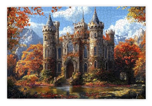 Puzzle 1000 Teile, Schloss Puzzle 1000 Teile Erwachsene, Holzpuzzle Erwachsene, EIN Herausforderndes Rätsel, Puzzlespiele für Die Ganze Familie, Holzpuzzle für Zimmer Deko Wohnzimmer, Geschenke, B-60 von Kinntn