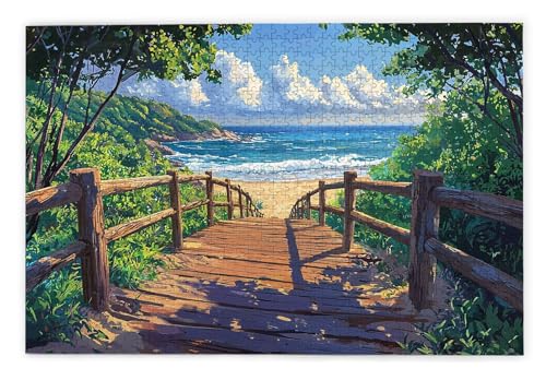 Puzzle 1000 Teile, Strand Puzzle 1000 Teile Erwachsene, Holzpuzzle Erwachsene, EIN Herausforderndes Rätsel, Puzzlespiele für Die Ganze Familie, Holzpuzzle für Zimmer Deko Wohnzimmer, Geschenke, R-58 von Kinntn