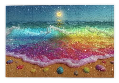 Puzzle 1000 Teile, Strand Puzzle 1000 Teile Erwachsene, Holzpuzzle Erwachsene, EIN Herausforderndes Rätsel, Puzzlespiele für Die Ganze Familie, Holzpuzzle für Zimmer Deko Wohnzimmer, Geschenke, Z-60 von Kinntn