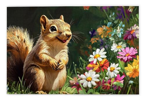 Puzzle 1000 Teile Erwachsene, Eichhörnchen Puzzle 1000 Teile mit Geschenkbox, Holzpuzzle Erwachsene mit Naturholz, Geschenke für Frauen, Geschenke für Männer, Groß Holzpuzzle für Deko Wohnzimmer, Q-49 von Kinntn