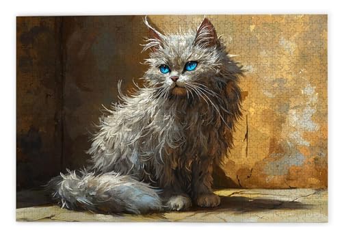 Puzzle 1000 Teile Erwachsene, Katze Puzzle 1000 Teile mit Geschenkbox, Holzpuzzle Erwachsene mit Naturholz, Geschenke für Frauen, Geschenke für Männer, Groß Holzpuzzle für Wanddeko Wohnzimmer, A-71 von Kinntn