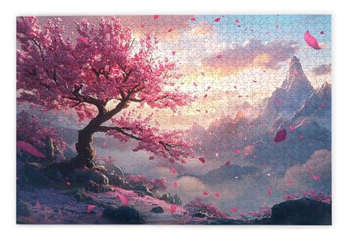 Puzzle 1000 Teile Erwachsene, Kirschblüten Puzzle 1000 Teile mit Geschenkbox, Holzpuzzle Erwachsene mit Naturholz, Geschenke für Frauen, Geschenke für Männer, Groß Holzpuzzle für Deko Wohnzimmer, S-15 von Kinntn