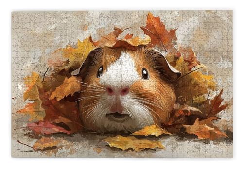 Puzzle 1000 Teile Erwachsene, Meerschweinchen Puzzle 1000 Teile mit Geschenkbox, Holzpuzzle Erwachsene mit Naturholz, Geschenke für Frauen, Geschenke für Männer, Holzpuzzle für Deko Wohnzimmer, E-19 von Kinntn