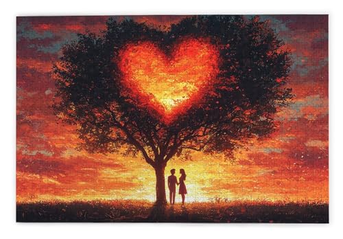 Puzzle 1000 Teile Erwachsene, Valentinstag Puzzle 1000 Teile mit Geschenkbox, Holzpuzzle Erwachsene mit Naturholz, Geschenke für Frauen, Geschenke für Männer, Groß Holzpuzzle für Deko Wohnzimmer, K-87 von Kinntn