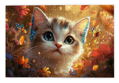 Puzzle 1500 Teile, Katze Puzzle 1500 Teile Erwachsene, Holzpuzzle Erwachsene, EIN Herausforderndes Rätsel, Puzzlespiele für Die Ganze Familie, Holzpuzzle für Zimmer Deko Wohnzimmer, Geschenke, O-4 von Kinntn